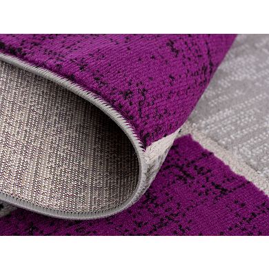 L'Baiet Verena Purple Geometric Area or Throw Rug
