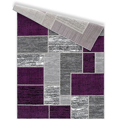 L'Baiet Verena Purple Geometric Area or Throw Rug