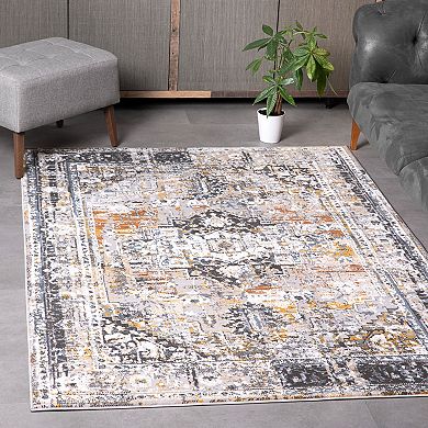 L'Baiet Marie Blue Distressed Area or Throw Rug