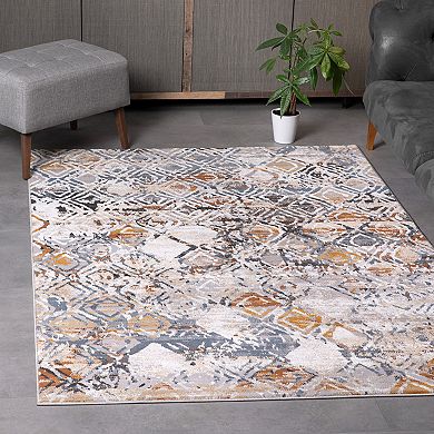 L'Baiet Distressed Geometric Area Rug or Runner