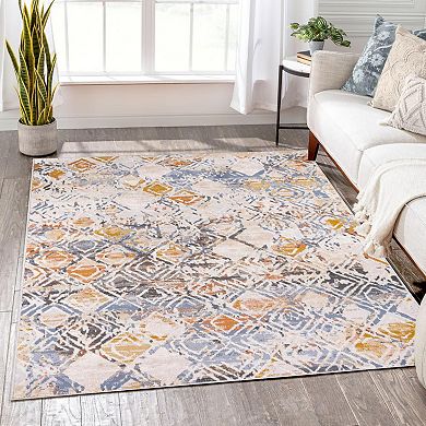L'Baiet Distressed Geometric Area Rug or Runner