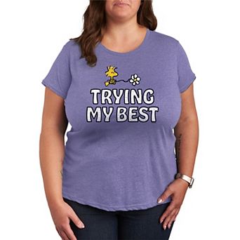 Plus Size Peanuts Trying My Best Graphic Tee