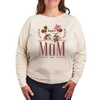 Disney's Mickey & Minnie Mouse Plus Size Mom Collegiate French Terry Long Sleeve Tee