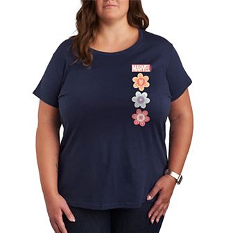 Plus Size Marvel Pastel Spring Flowers Graphic Tee