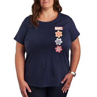 Plus Size Marvel Pastel Spring Flowers Graphic Tee