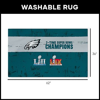 Philadelphia Eagles Super Bowl LIX Champions Machine Washable Area Rug