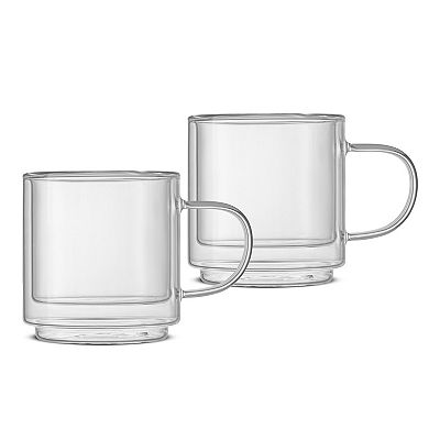 JoyJolt Haven 2-Piece Stackable Double Wall Glass Mugs