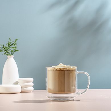 JoyJolt Haven 2-Piece Stackable Double Wall Glass Mugs