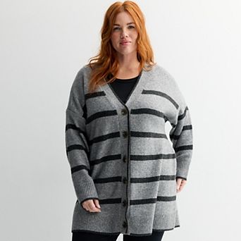 Plus Size Sonoma Goods For Life® Striped Tunic Cardigan