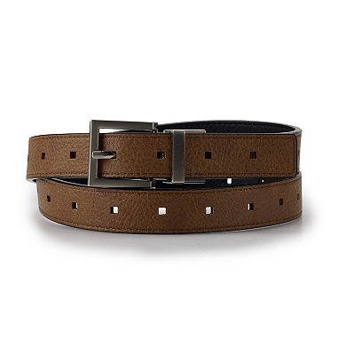 Women's Nine West Reversible Square Perforations Tumbled Belt