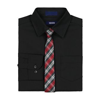 Boys 4-20 IZOD Long Sleeve Stretch Solid Poplin Shirt & Tie Set