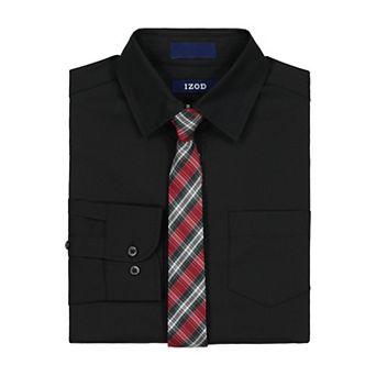 Boys 4-20 IZOD Long Sleeve Stretch Solid Poplin Shirt & Clip-On Tie Set
