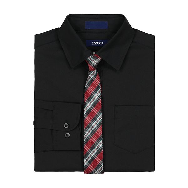Chemise IZOD Garçon 14R Manches Longues Grise Avec Cravate - Très Bon état