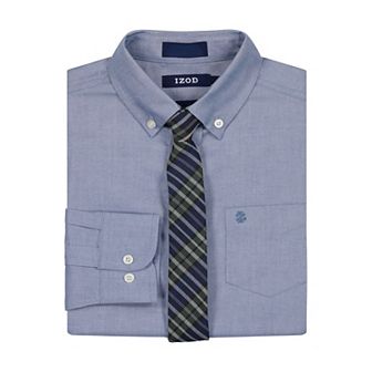 Boys 4-20 IZOD Long Sleeve Stretch Solid Poplin Shirt & Tie Set