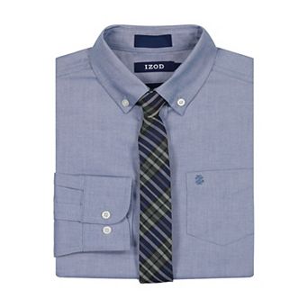 Boys 4-20 IZOD Long Sleeve Stretch Solid Poplin Shirt & Clip-On Tie Set