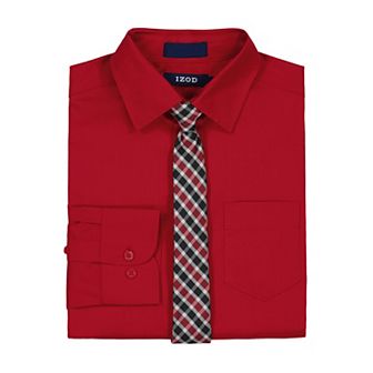 Boys 4-20 IZOD Long Sleeve Stretch Solid Poplin Shirt & Tie Set