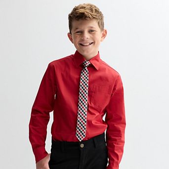 Boys 4-20 IZOD Long Sleeve Stretch Solid Poplin Shirt & Clip-On Tie Set
