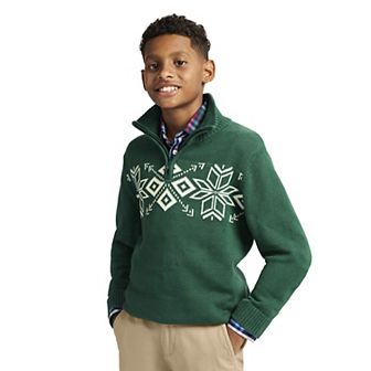 Boys 4-20 IZOD Solid 1/4 Zip Sweater & Plaid 2 pc Set