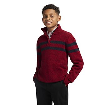 Boys 4-20 IZOD Solid 1/4 Zip Sweater & Plaid 2 pc Set