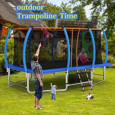 MERSCO 8X14FT Outdoor Square Trampolines for Kids Adults Long Rectangular Trampoline