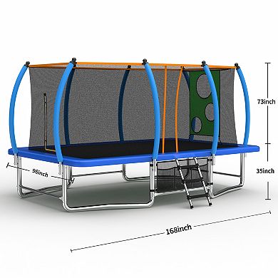 MERSCO 8X14FT Outdoor Square Trampolines for Kids Adults Long Rectangular Trampoline