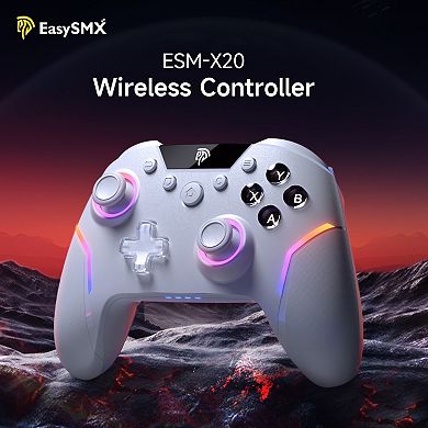 EasySMX X20 Wireless Gaming Controller with RGB Backlit 2 Stage Hall Effect Stick