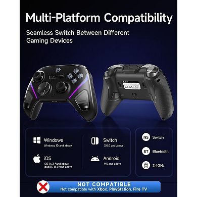 ​​EasySMX D10 Wireless Controller Hall Effect Sticks 2-Stage Triggers 1000Hz Mech Buttons RGB​​
