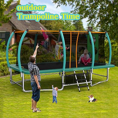 10X16FT Outdoor Square Trampolines for Kids and Adults Long Rectangular Tumbling Trampoline