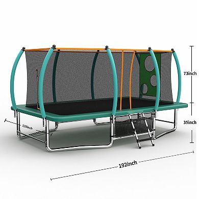 10X16FT Outdoor Square Trampolines for Kids and Adults Long Rectangular Tumbling Trampoline
