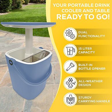 Portable Ice Bucket for Parties 15 Liter with Lift Top Lid