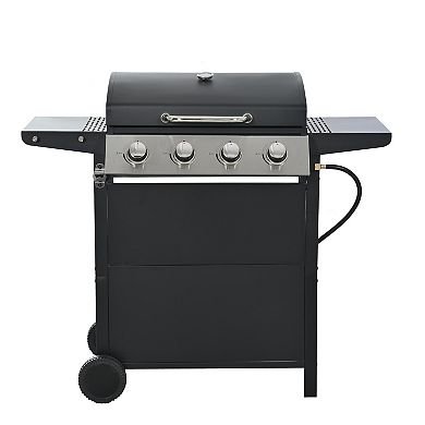 4 Burner Stainless Steel Propane Gas Grill with lid grill 2 brackets 2 wheels