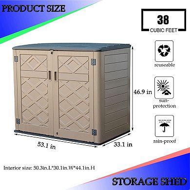 Larger Outdoor Storage Shed Weather Resistance,Horizontal Outdoor Storage Box Waterproof for Garden