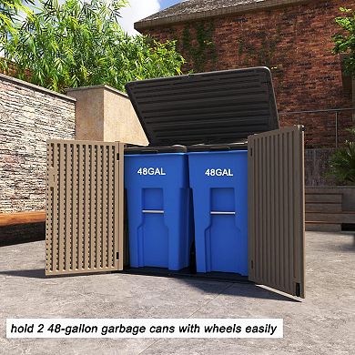 Larger Outdoor Storage Shed Weather Resistance,Horizontal Outdoor Storage Box Waterproof for Garden