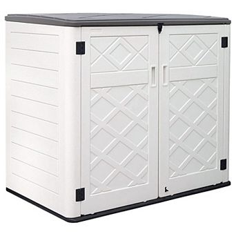 Larger Outdoor Storage Shed Weather Resistance,Horizontal Outdoor Storage Box Waterproof for Garden