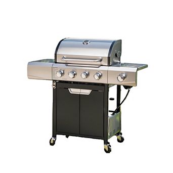 New 5 Burner Grill with Lid 1 Bracket 4 Wheels with Furniture Cover