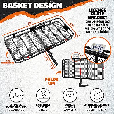 70x30x6 Hitch Carrier Set with License Plate Holder