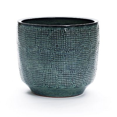LuxenHome Marina Gray 15.75-Inch Round Ceramic Planter