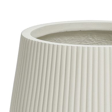 LuxenHome Off-White Ribbed 15.55-Inch Round Planter