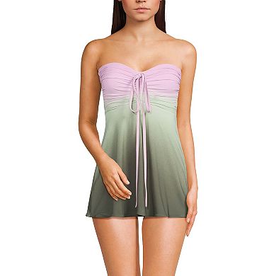 Women's Lands' End Ruched Multi-Way Mini Swim Dress Swimsuit