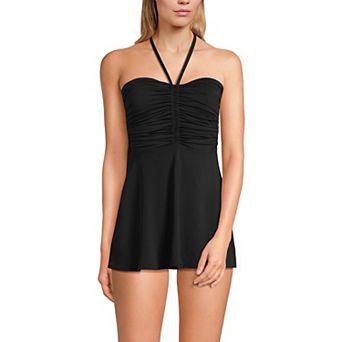 Women's Lands' End Ruched Multi-Way Mini Swim Dress Swimsuit