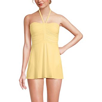 Women's Lands' End Ruched Multi-Way Mini Swim Dress Swimsuit