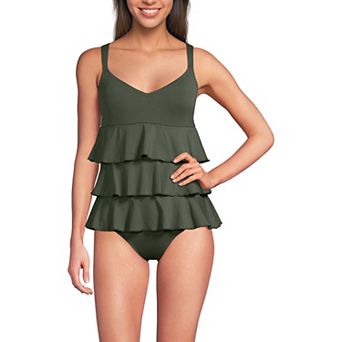 Women's Lands' End Ruffle Fauxkini One Piece Swim Suit