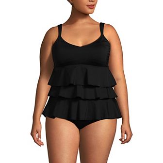 Plus Size Lands' End Ruffle Fauxkini One-Piece Swimsuit