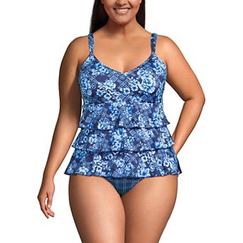 Plus Size Lands' End Ruffle Fauxkini One-Piece Swimsuit