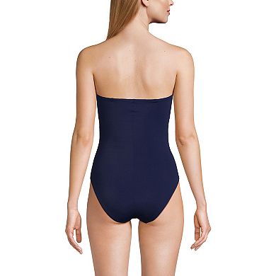 Women's Lands' End Slender Suit U-Wire Bandeau One Piece Swimsuit