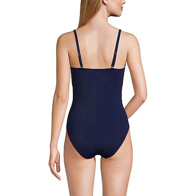 Women's Lands' End Slender Suit U-Wire Bandeau One Piece Swimsuit