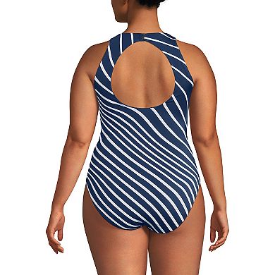 Plus Size Lands' End High Neck One-Piece Swimsuit