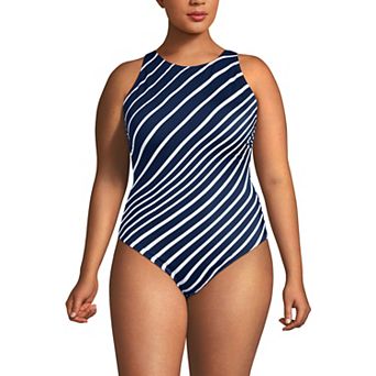 Plus Size Lands' End High Neck One-Piece Swimsuit