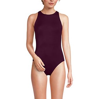 Women's Lands' End DD-Cup Tugless High Neck Portrait Back One-Piece Swimsuit