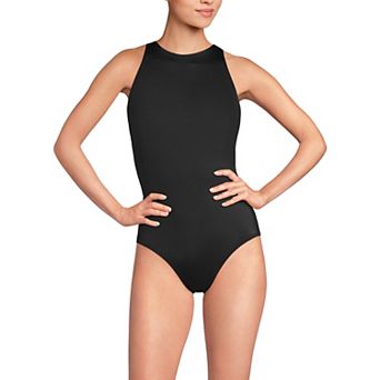 Women's Lands' End Mastectomy Tugless High Neck Portrait Back One-Piece Swimsuit